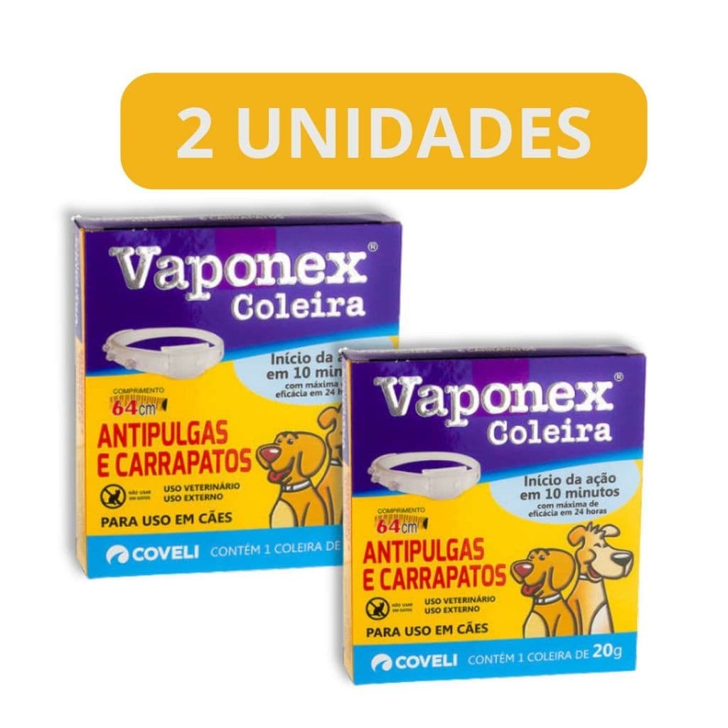 Kit 2 Coleira Antipulgas e Carrapatos Vaponex Para Cães 20g
