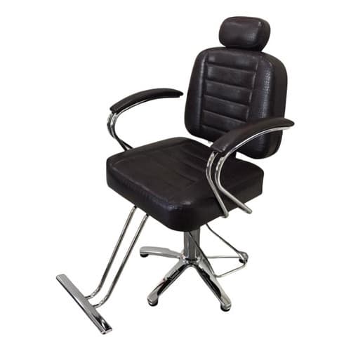 Cadeira De Barbeiro Reclinável Marrom Base Estrela Retro Top