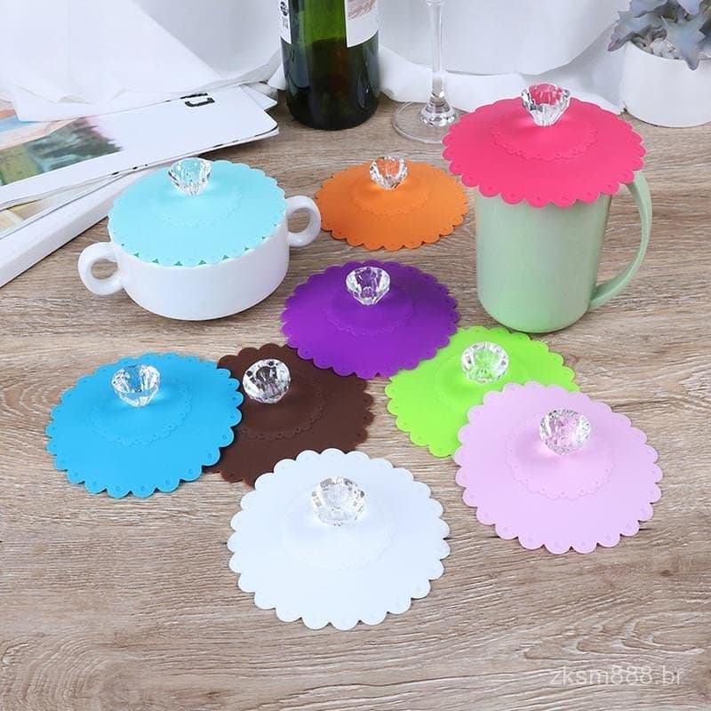 baipestoner (~) 1pç Capa De Silicone Com Tampa De Copo De Diamante Antipoeira Para Caneca De Café