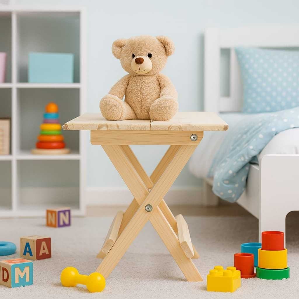 Mesa Infantil Dobrável em Madeira Pinus Portátil e Compacta para Criança Decoração Leve e Resistente