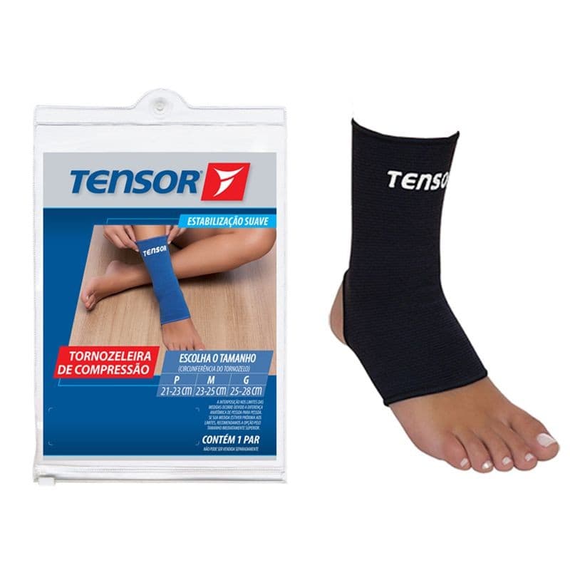 Tornozeleira Elástica de Compressão Tensor - 6401 - Preta