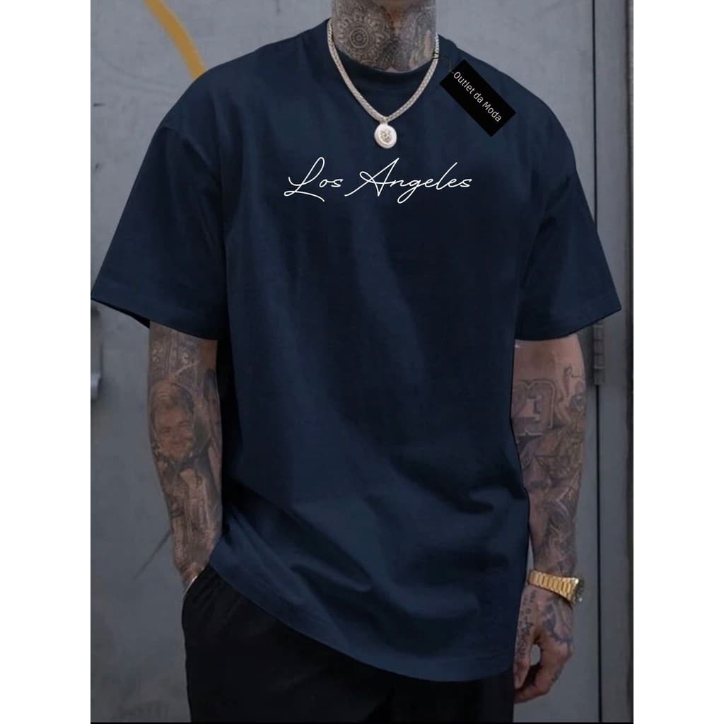 Camiseta masculina e feminina estampada Los Angeles Grafico 100% algodão super confortável moda verão