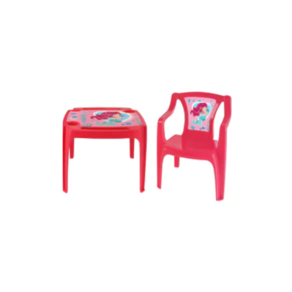 Kit Mesa +1 Cadeira Infantil Personagem Sereia Rosa Arqplast
