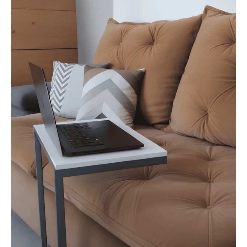 Mesa Lateral Notebook com Pés de Ferro Resistente e Elegante Apoio Sala Sofá Moderna Decoração
