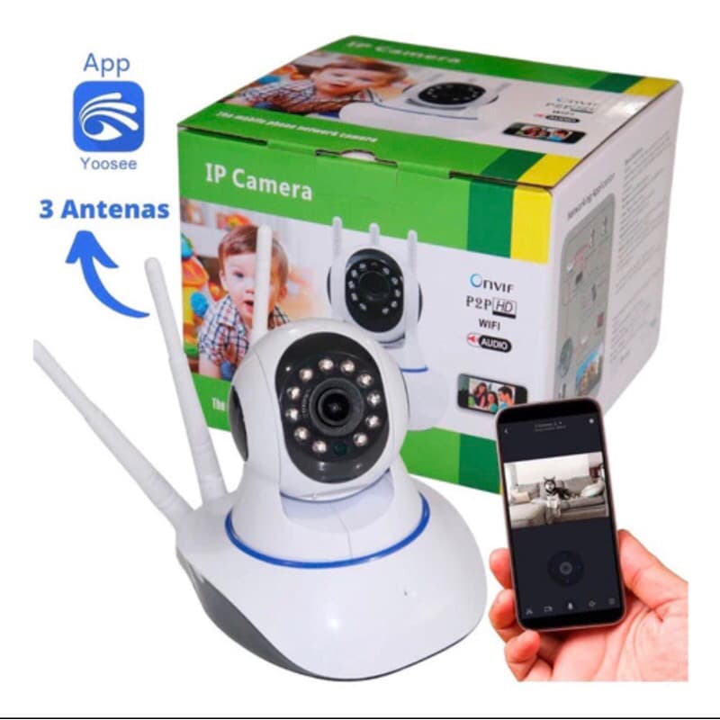 Câmera Babá Eletrônica com 3 Antenas Wifi HD