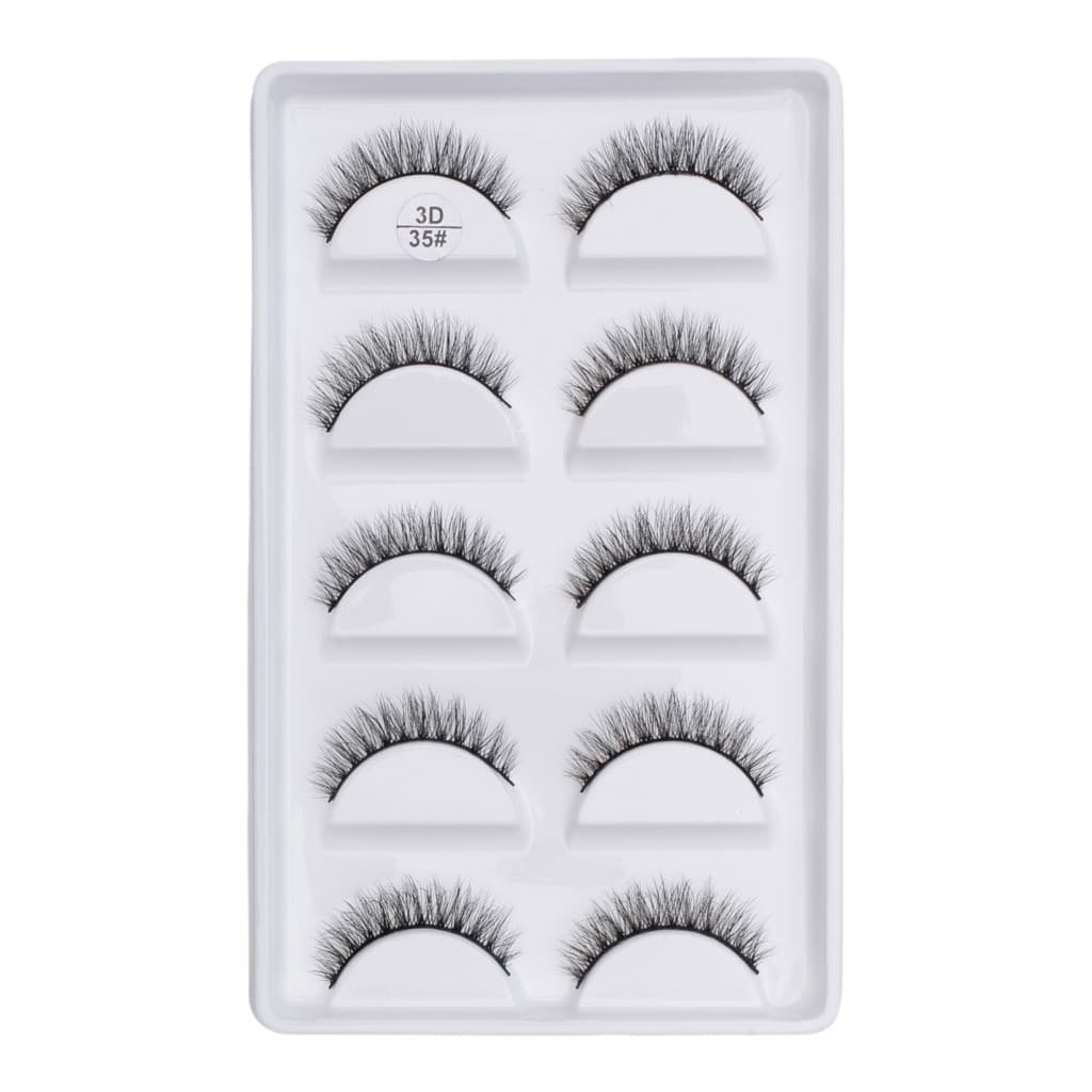Cartela com 5 pares de cilios postiços naturais modelo - 35#