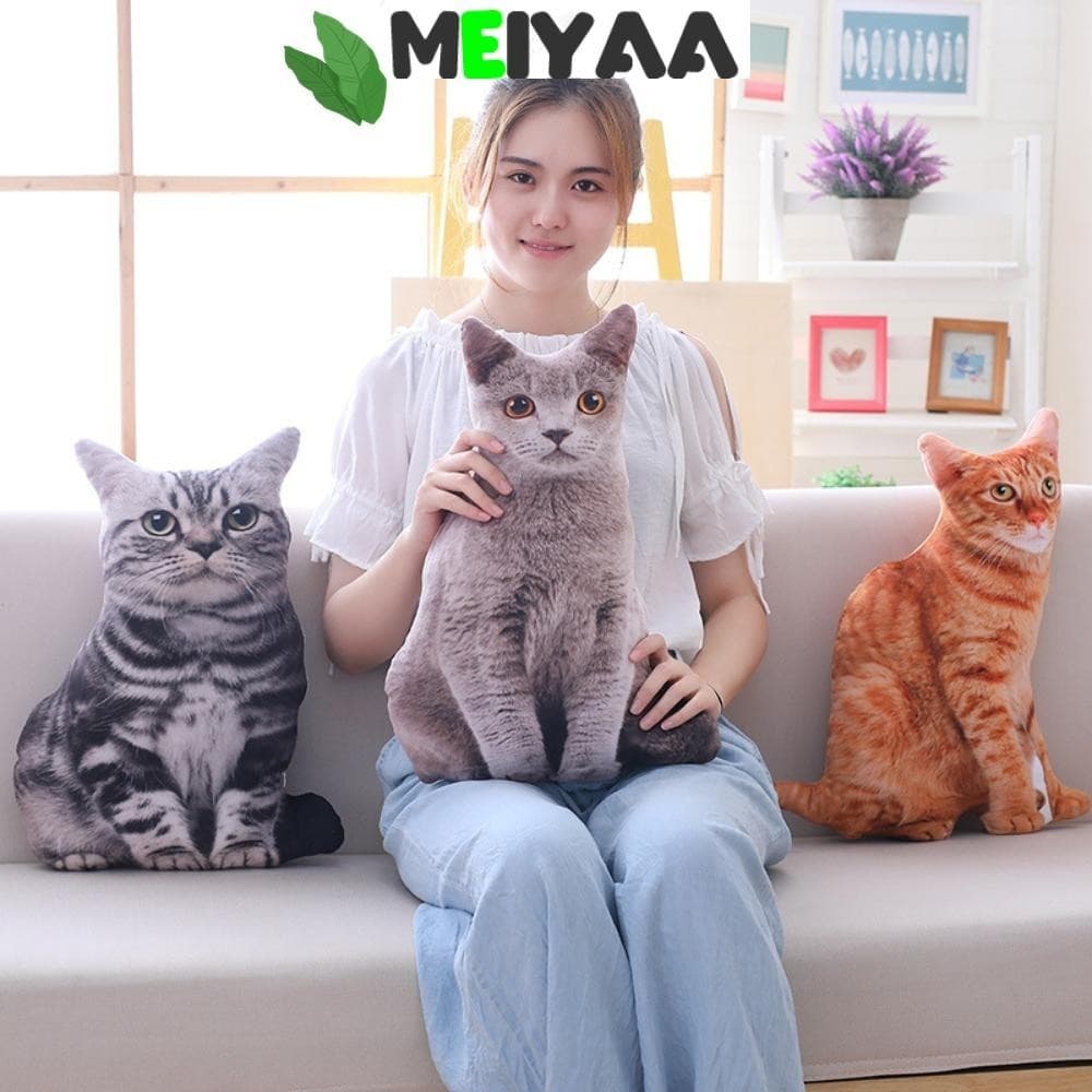 MEIYAA Boneca De Gato Realista , Almofada De Pelúcia Criativa Para Meninas