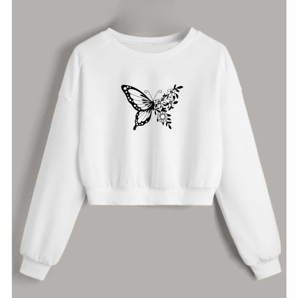 MOLETOM CROPPED FEMININO BORBOLETA PROMOÇÃO