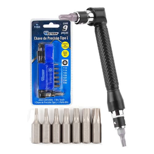 Chave Precisão Tipo L 9 Peças Bits Fenda Philips Torx