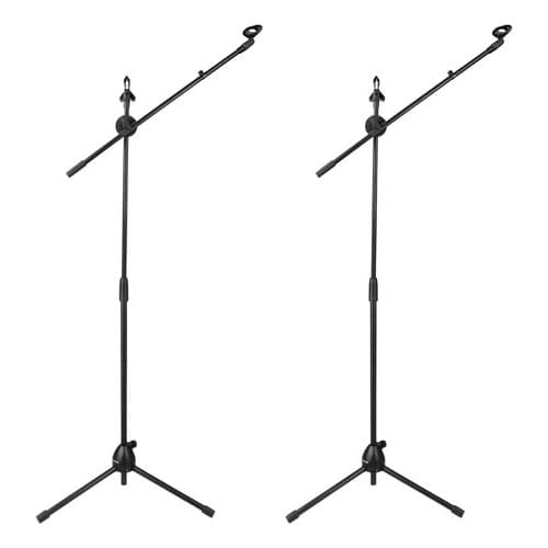 2 Suportes Para Microfone Pedestal Girafa Com Trava, Regulagem De Altura, 2 Cachimbos E Presilha