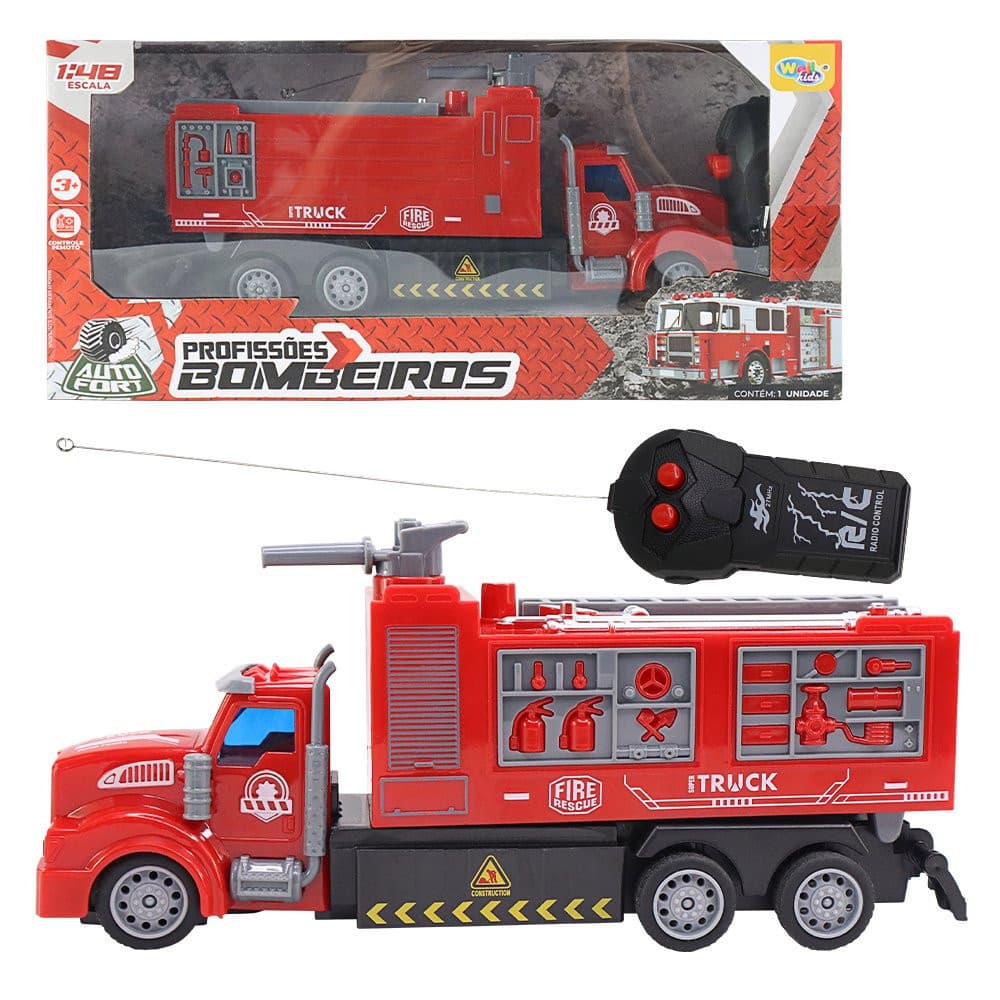 Carrinho Controle Remoto Caminhão Bombeiro Brinquedo Infantil