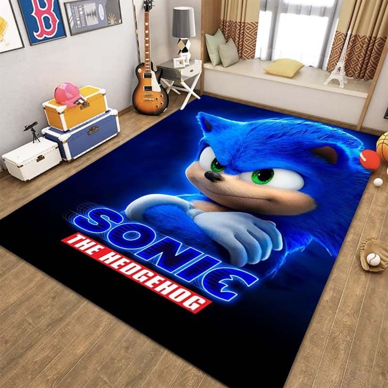 Sonic the Hedgehog Cartoon Anime Tapete Estampado Sala De Estar Sofá Área Para Engatinhar Bebês Quarto Porta Absorvente De Água Antiderrapante Estudo Resistente Ao Desgaste E Sujo-3