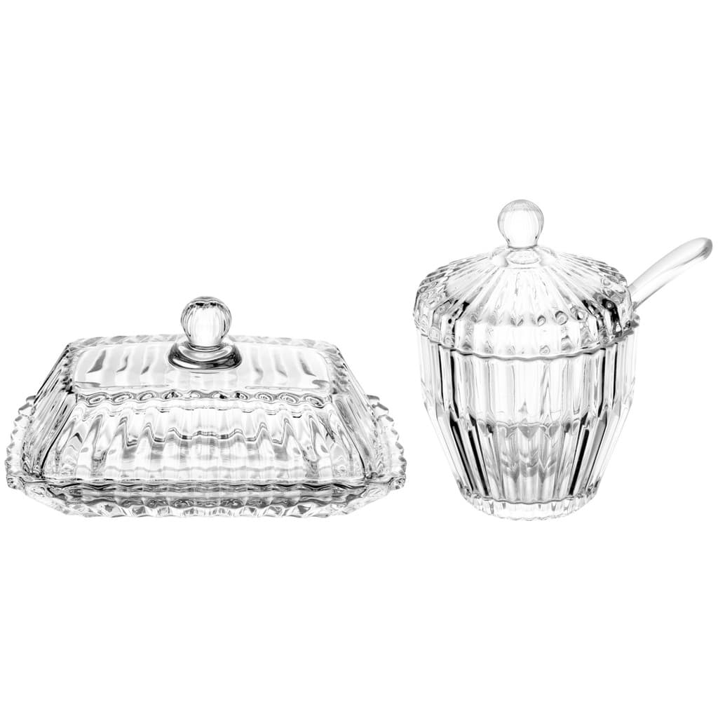 Conjunto de Manteigueira e Açucareiro de Cristal Imperatriz - Wolff