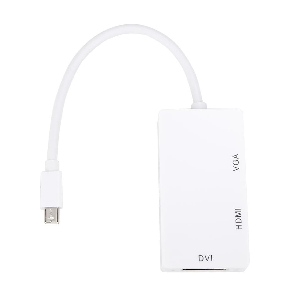 Conversor Profissional 3 Em 1 Thunderbolt Mini Display Port  Para HDMI  DVI VGA Apple
