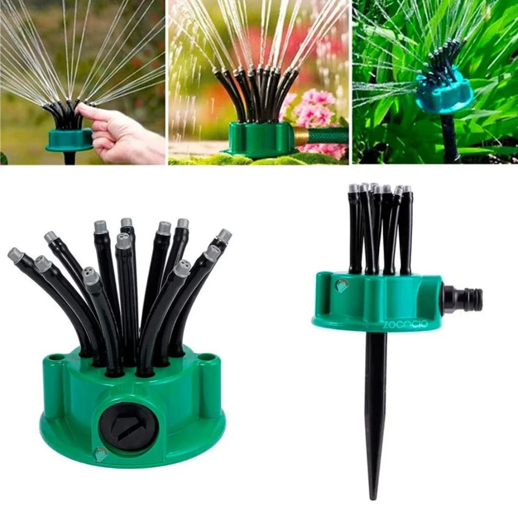 Aspersor 12 bicos flexíveis giratório de 360 graus sistema de irrigação de jardim gramado