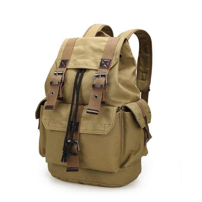 Mochila Masculina de Lona Grande Capacidade Retro Casual Mochila Bolsa de Balde Viagem Computador Mochila Escolar para E