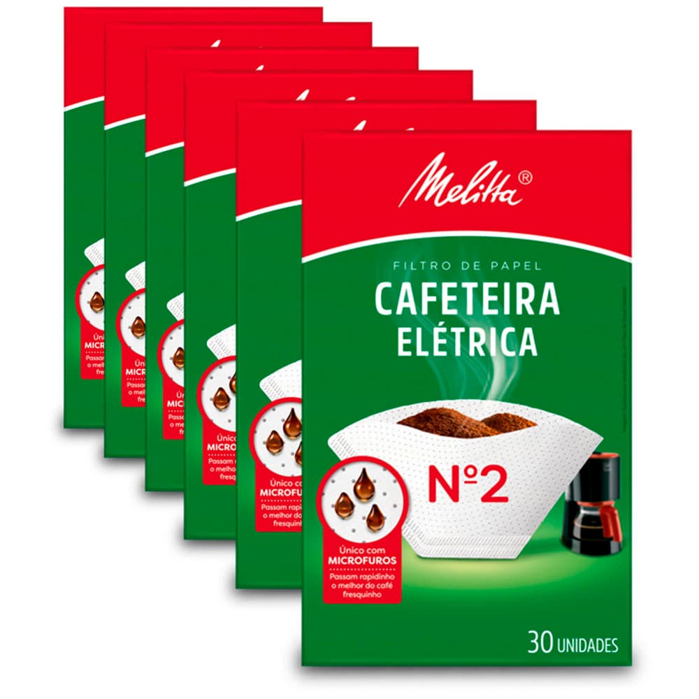 Filtro de Papel Melitta Cafeteira Elétrica Nº2 Kit 6 Pacotes