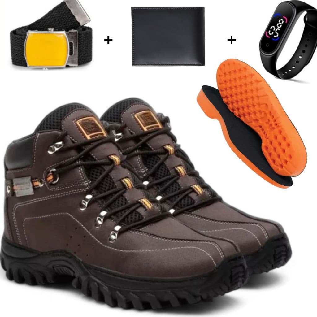 Kit Coturno Bota Masculino Cat  Digital Chinelo Carteira Cinto Estilo Elegancia