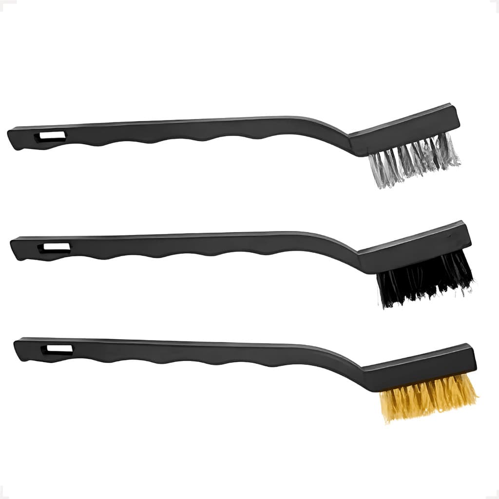 Kit Jogo 3 Escovas Manuais 175mm Aço Latão Nylon Limpeza Pesada Tirar Ferrugem Tinta