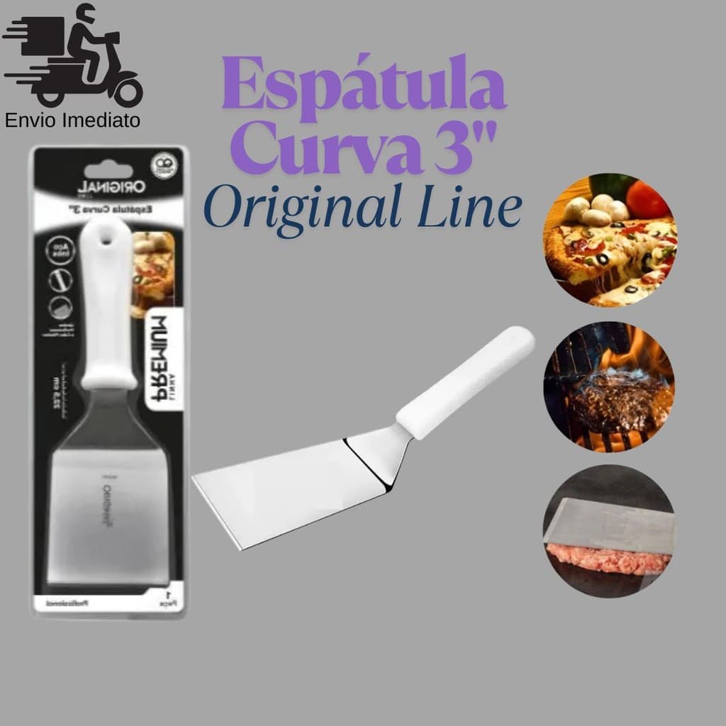 Espátula Curva 3" Original Line Linha Premium Aço Inox