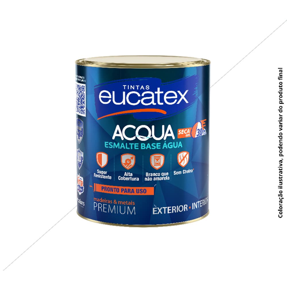 Tinta Esmalte Base Água Acetinado Branco 900ml Eucatex