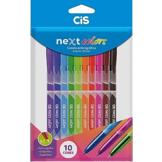 Caneta Esferográfica Cis Next Colors 10 Cores 0.7mm