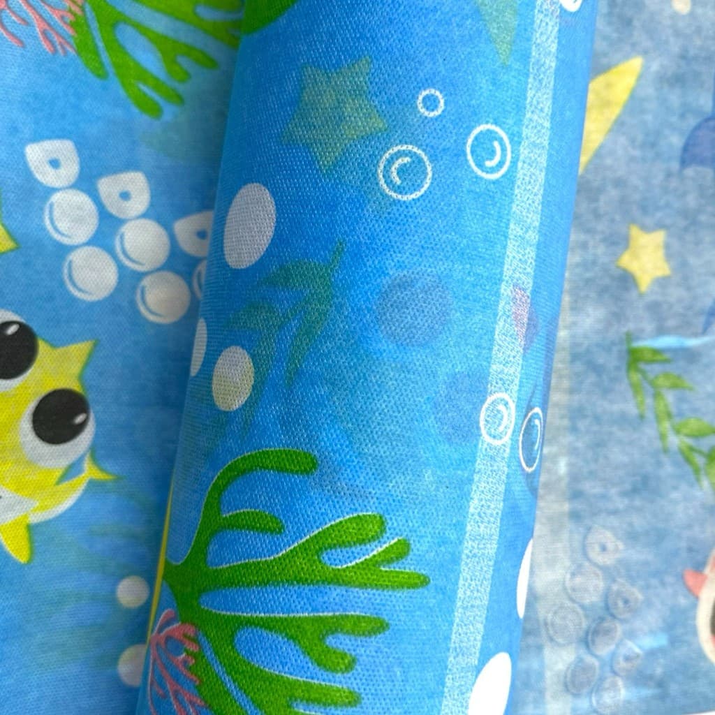 Tnt Estampado Five Shark Azul Branco 1m x 1,40m