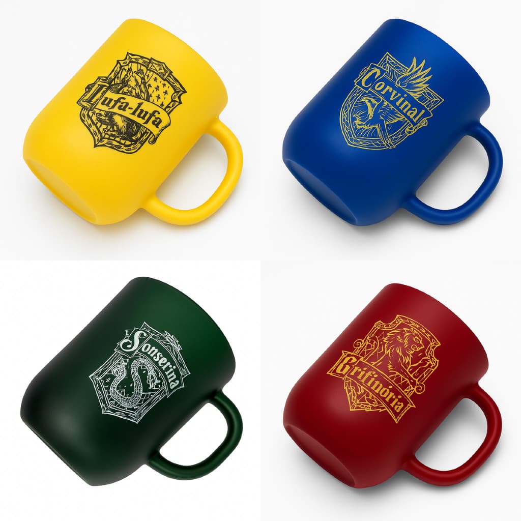 Caneca Harry Potter com Brasão de Hogwarts de Vidro Fosco 300ml + Caixa Presente