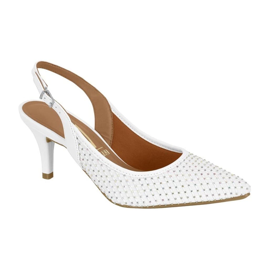Scarpin SlingBack Feminino Vizzano Salto Médio Strass Brilho