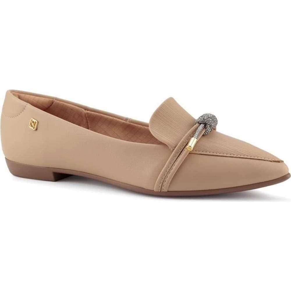 Mocassim Clássico Bico Fino Laço Strass Tendência Moda 1266-642 Santinelli