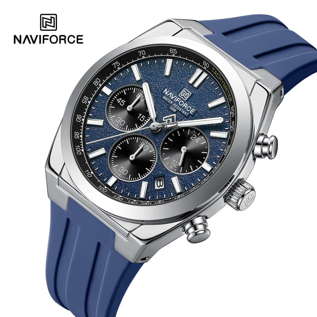NAVIFORCE NF8080 Moda Relógios De Quartzo Para Homem Cronógrafo Calendário Luminoso À Prova D'água Pulseira De Silicone