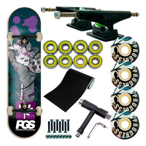 Skate Iniciante Completo C/ Chave Rolamento Abec 9 Truck 129 NINTENDO