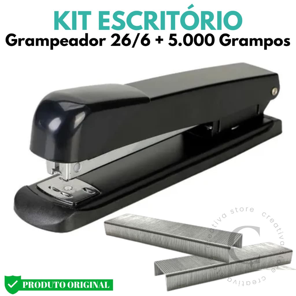 Kit Escritório Grampeador 26/6 + Grampo 5.000 un - Office Basics