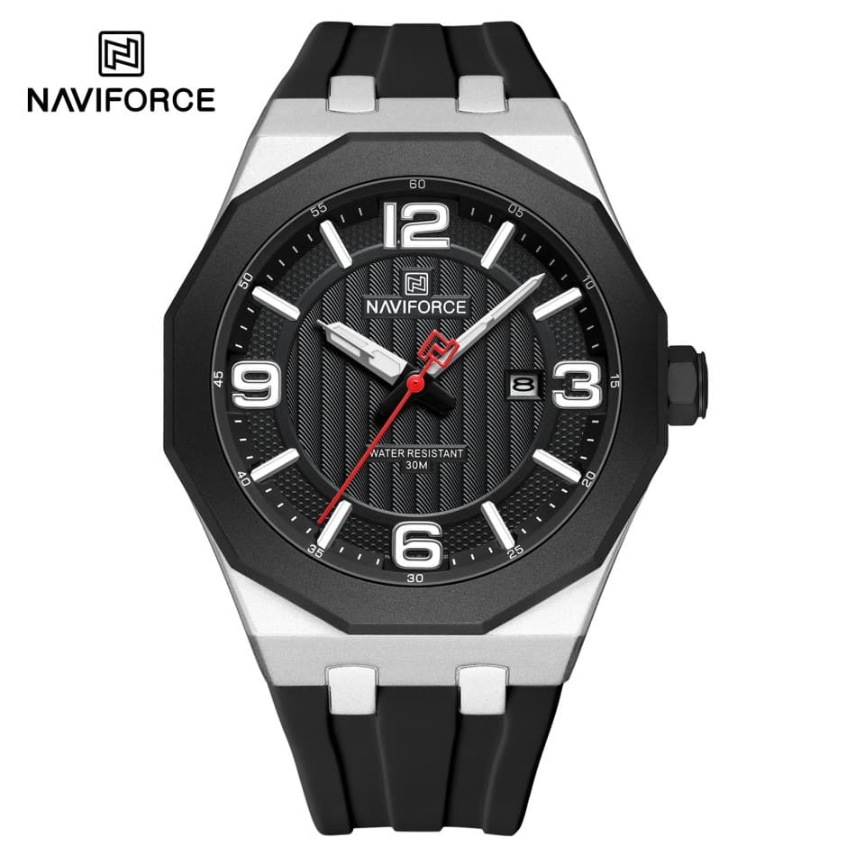 NAVIFORCE NF8079 Relógio De Pulso Masculino Moda Casual Pulseira De Silicone Macio À Prova D'água Relógios Masculinos Co