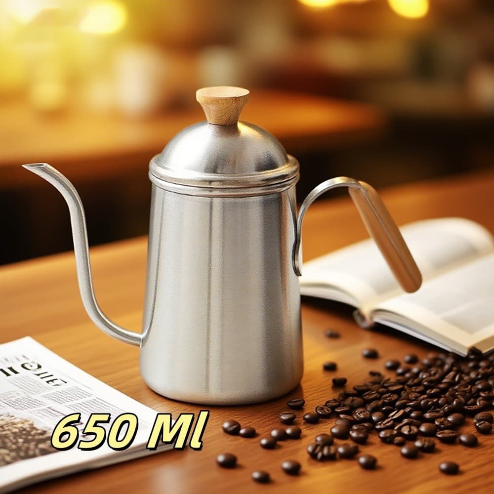 Aço inoxidável 304 Chaleira Bule Bico Ganso Gooseneck Café Coado 650 Ml