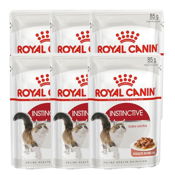 Combo 6 Sachês Ração Úmida Royal Canin Instinctive Gatos Adultos 85g