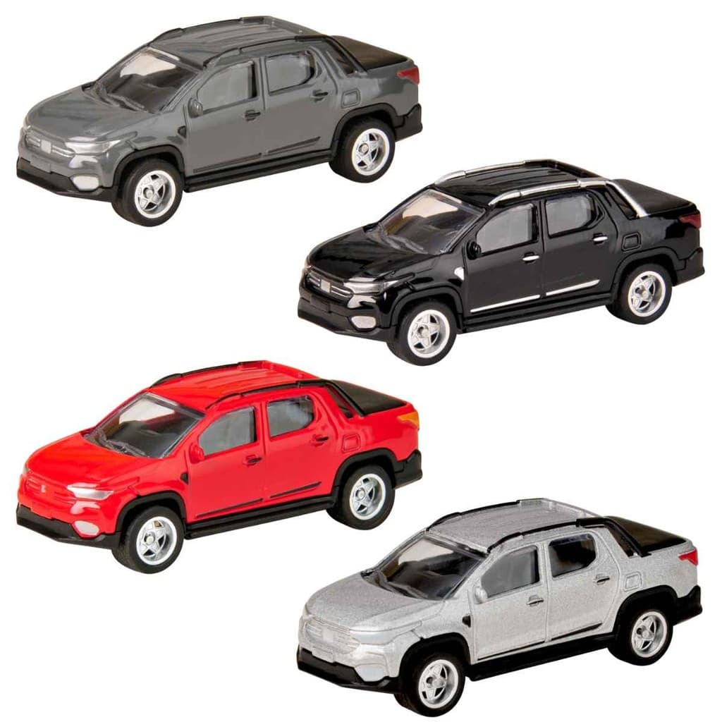 Carrinho De Metal Fiat Strada 1:64 Original, CKS Toys, Pneus De Borracha, Miniatura De Colecionador