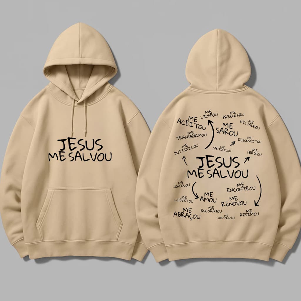 Moletom Ganguru Com Bolso Franelado Jesus Me Salvou Cristão Unissex Lançamento