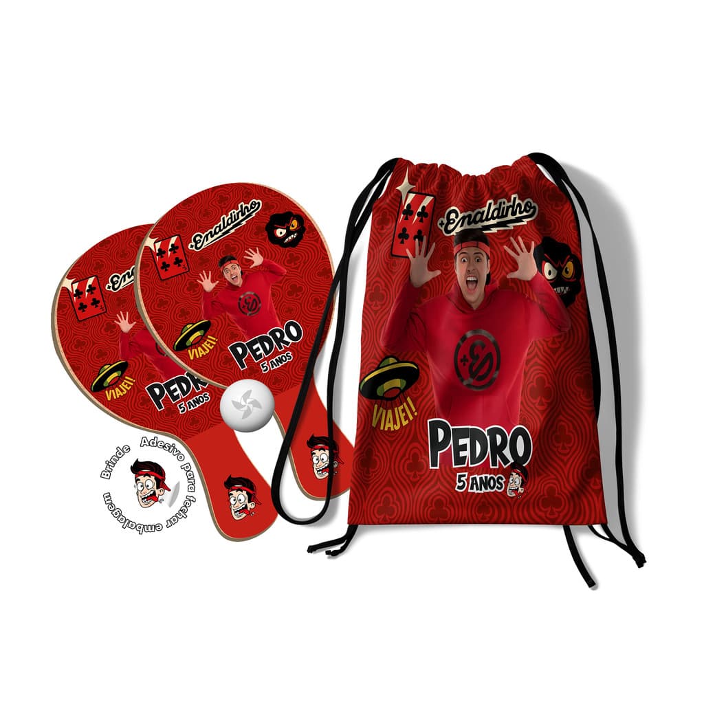 7/10/15/20/25 Kit Mochilinha e Raquetes Ping Pong -  Enaldinho