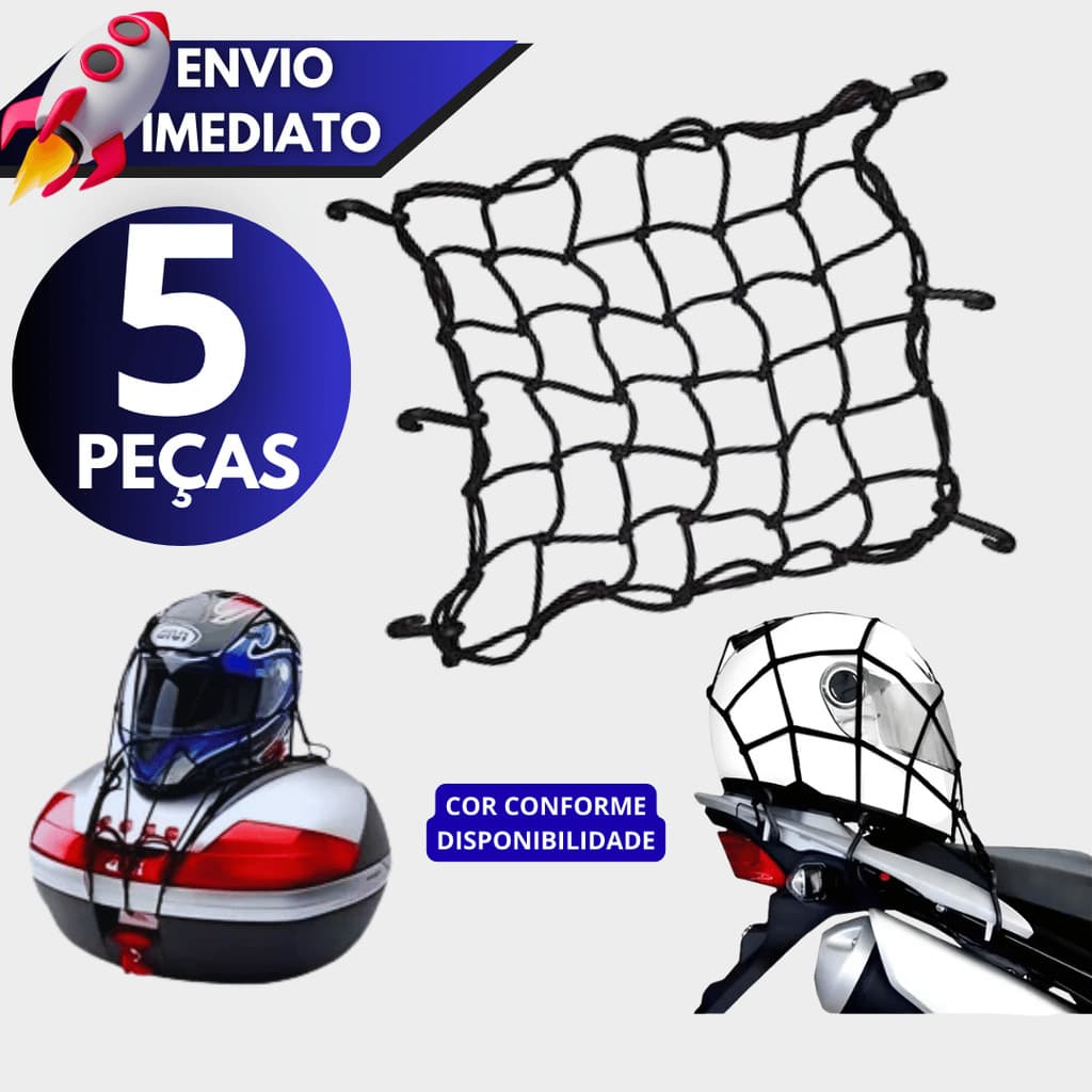 Kit 1/2/3/4/5 Redinha Elástica Aranha Moto 30×30 cm Porta Capacete Bagageiro