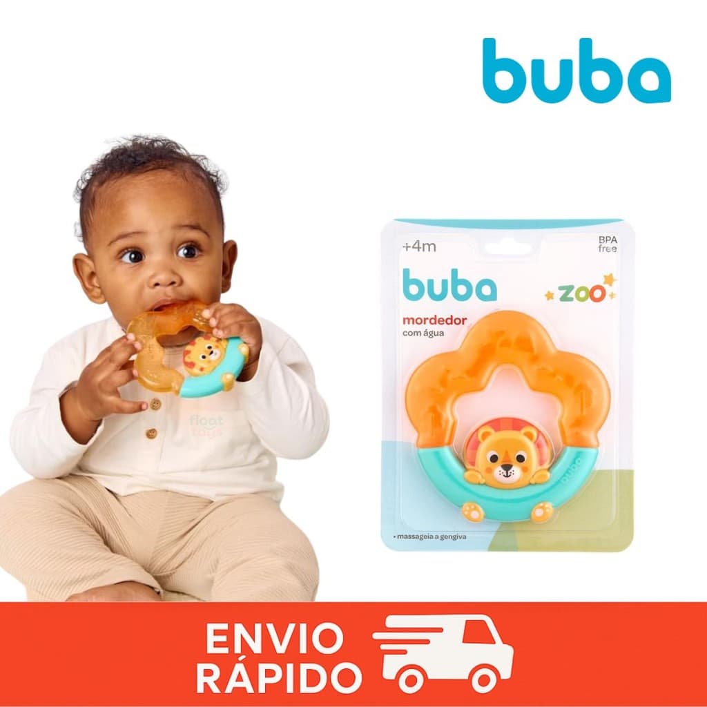 Mordedor de Água Buba Leão Massageador Dente Bebe Infantil Mordedor