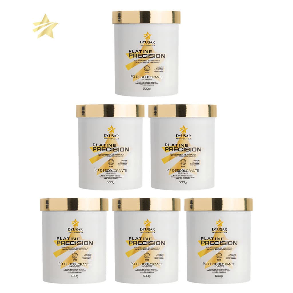 Kit 6 Pó Descoloante Precision Platine White Dyusar 500g