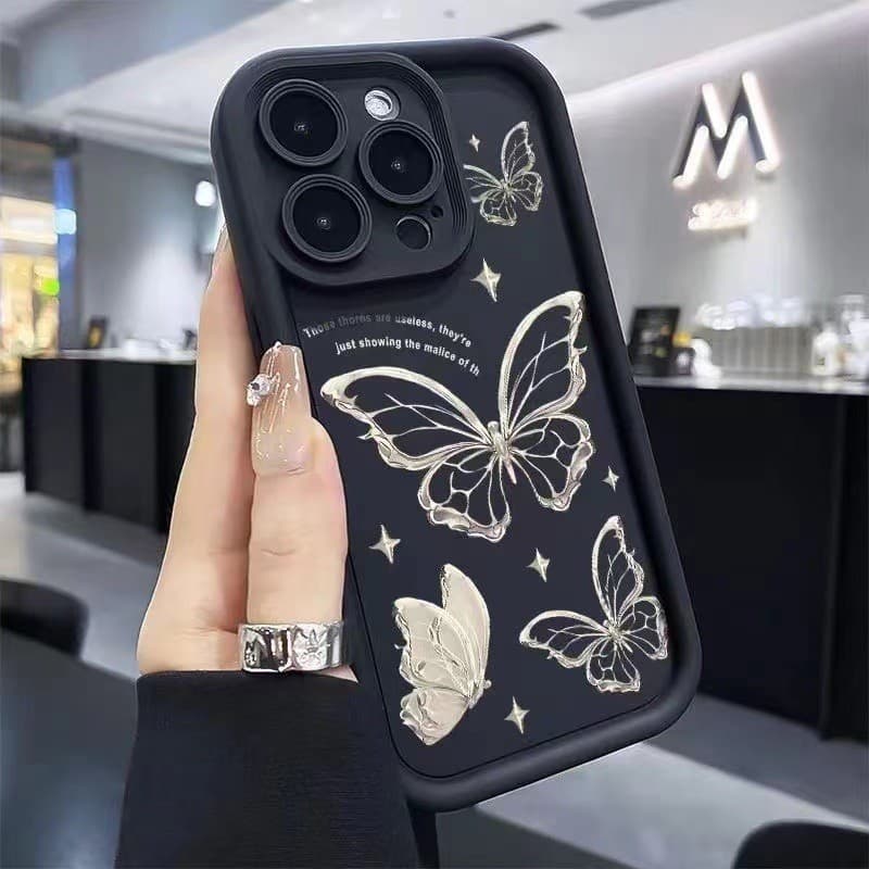 Capinha iphone 11/12/13/14/15 Pro max /Capa para celular em TPU anti-queda com borboleta dourada e elegante /Capinha iphone 11pro à prova de choque