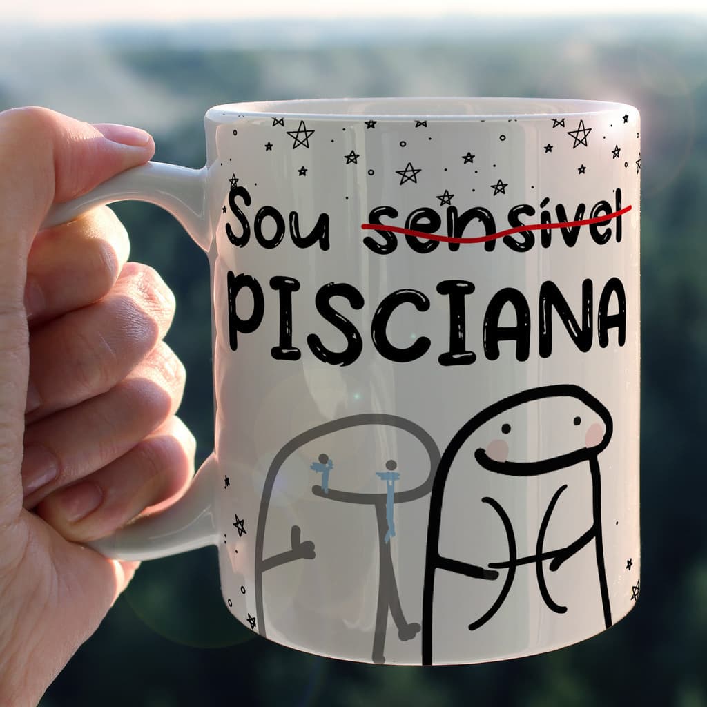 Caneca Personalizada Xicara Branca Grande Caneca de Porcelana Personalizada Flork Meme G244 Signo PISCIANA