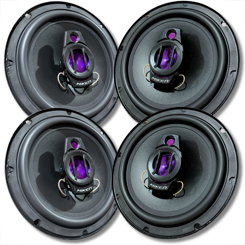 Kit Combo 4 Alto Falantes Preto Triaxial 6pol 150W 4OHMS para portas carro Som Automotivo