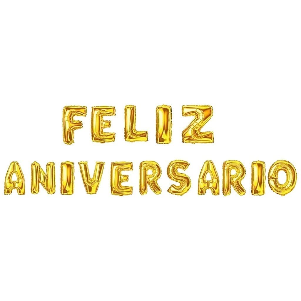 Kit 1/Kit 3 de Balão Frase Feliz Aniversário Metalizado 40cm 3D 16 Letras