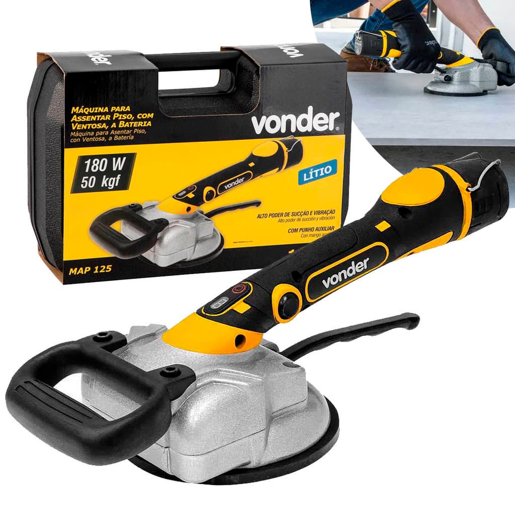 Máquina Assentar Piso À Bateria 12v C Ventosa MAP 125 Vonder