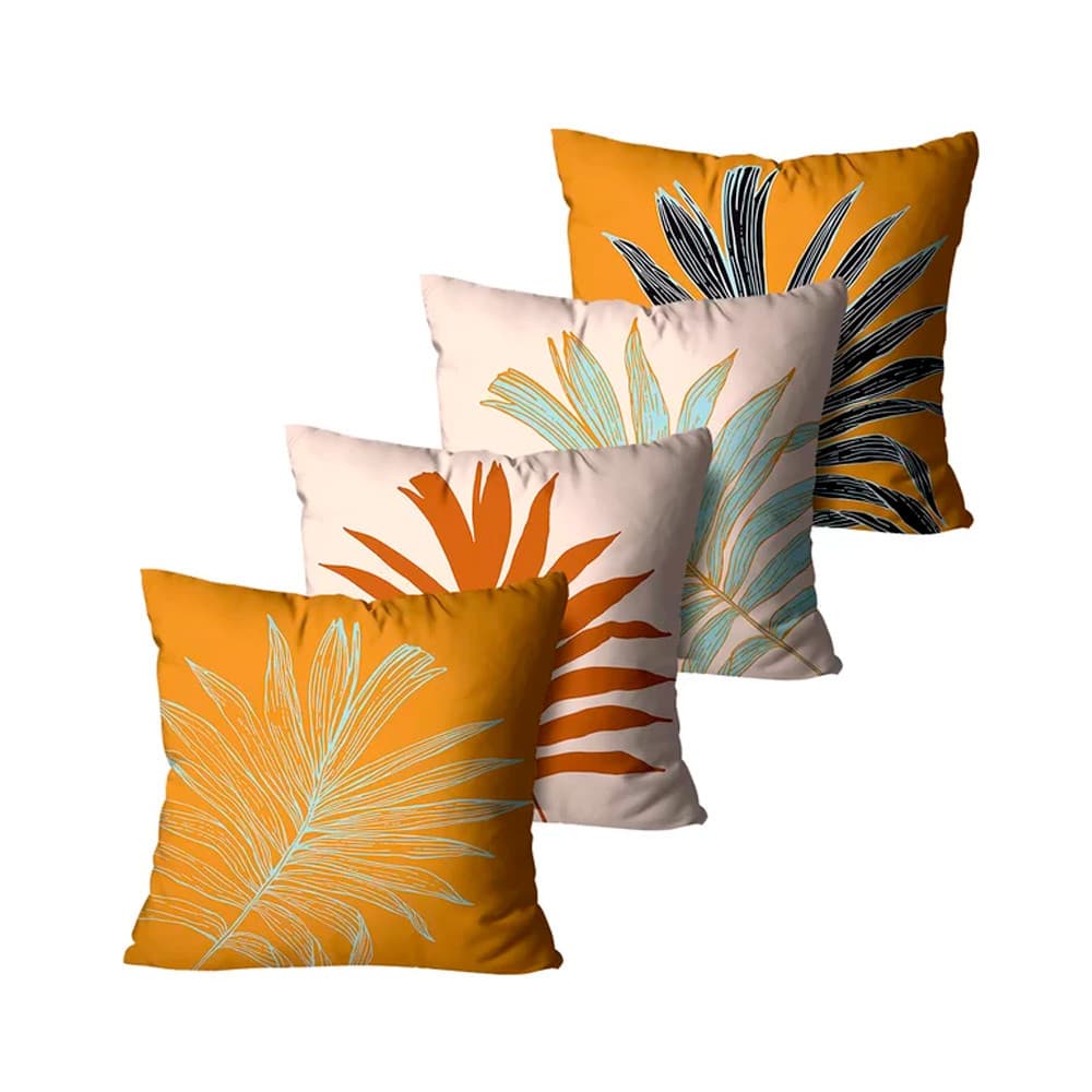 Kit com 4 Capas de Almofadas Folha Laranja 45x45