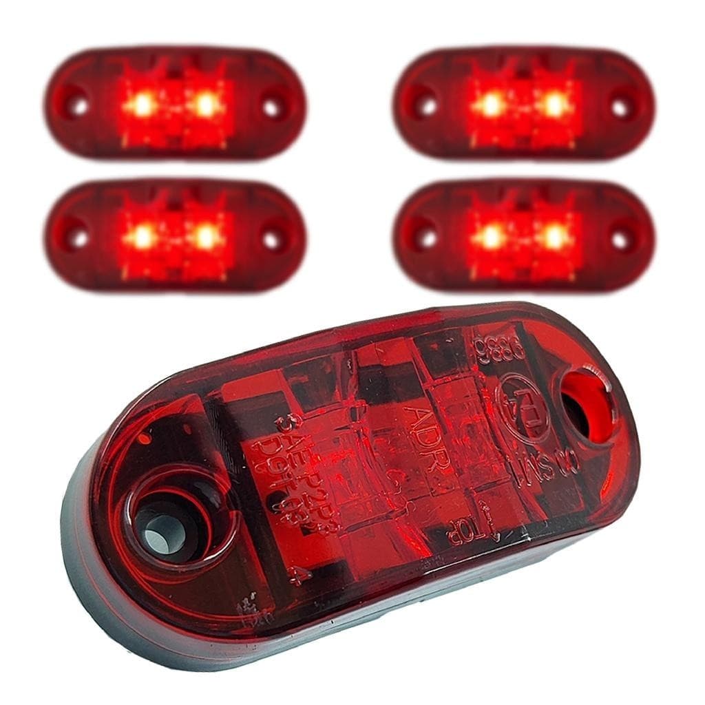 Kit 4 Lanterna Delimitadora Lateral Sinalizador 2 leds 12V 24V Vermelha
