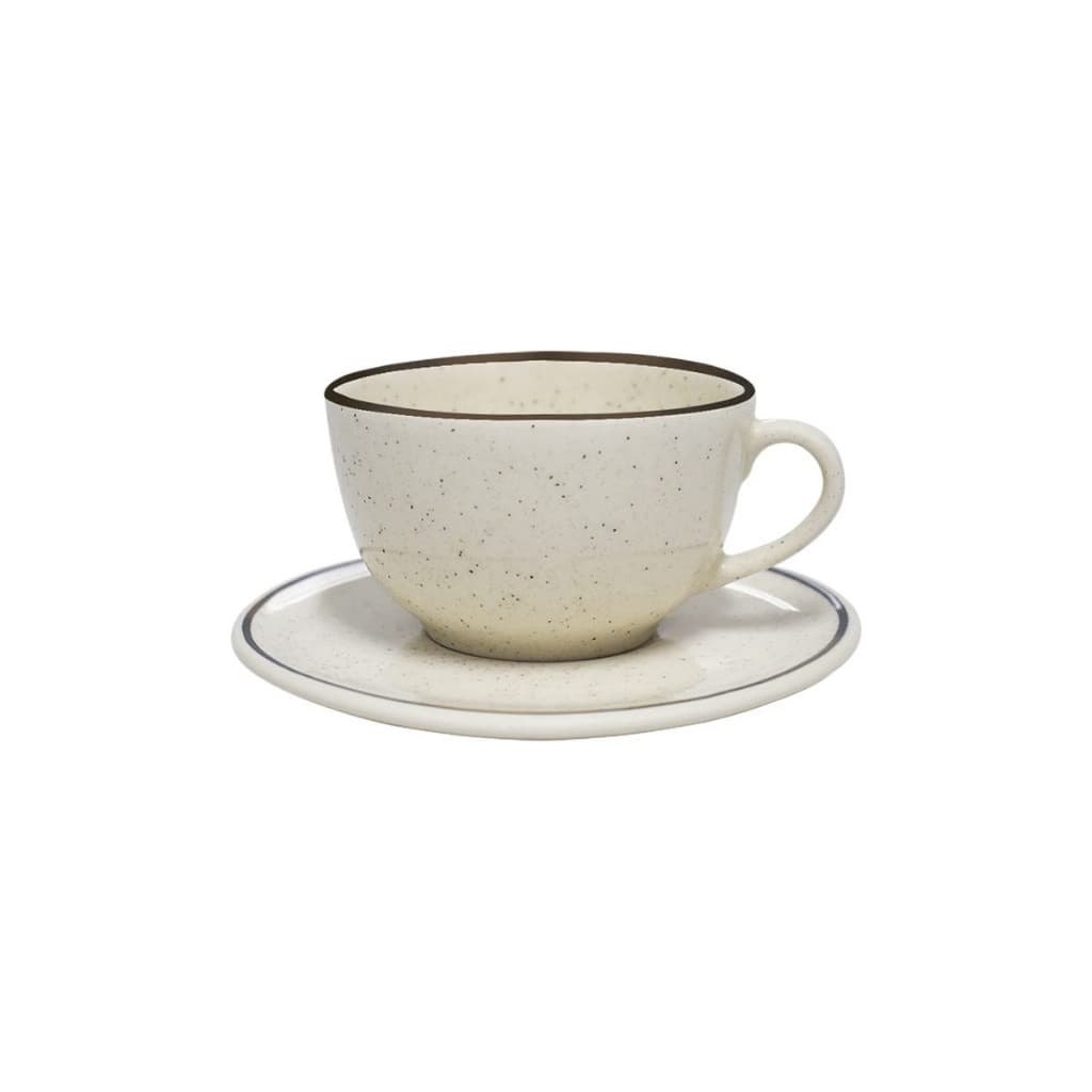 1 Xícara de 200ml com Pires Unni Brisa Cerâmica Oxford Mesa Posta para Chá e Café Elegante